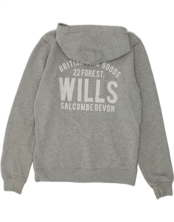 JACK WILLS Womens Graphic Hoodie Jumper UK 12 Medium Grey Cotton | Vintage Jack Wills | Thrift | Second-Hand Jack Wills | Used Clothing | Messina Hembry 
