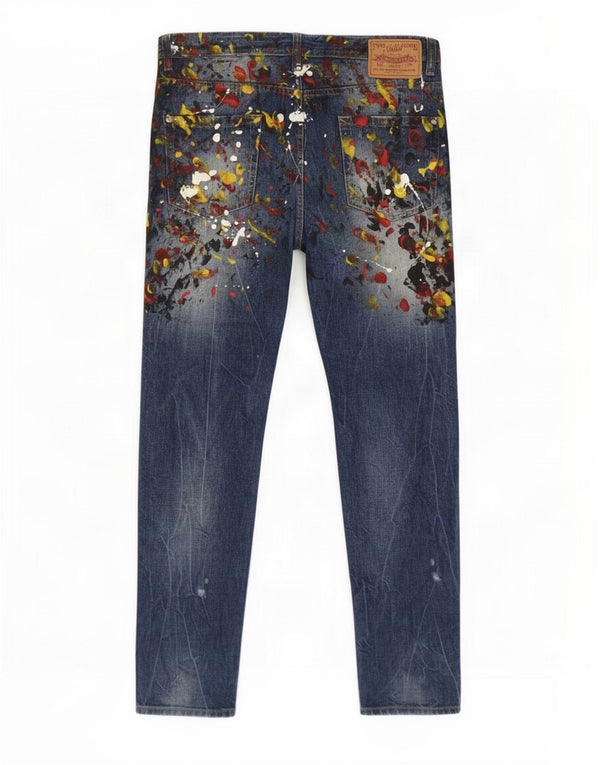 Dsquared2 Jeans slim da uomo IT 50 Large W40 L32 Cotone screziato blu
