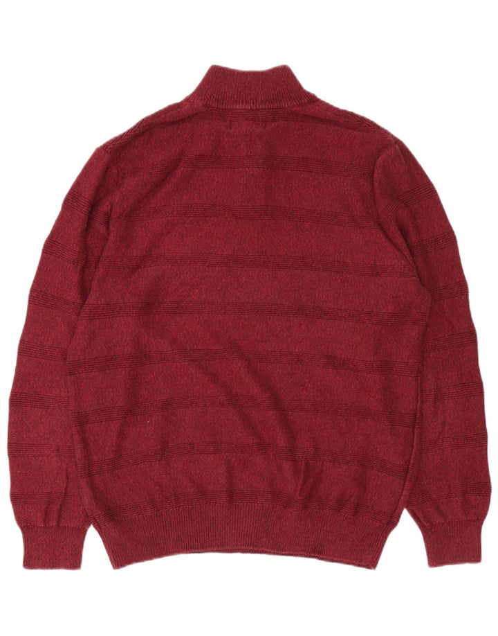 Chaps Pull col boutonné pour homme en coton rayé bordeaux moyen