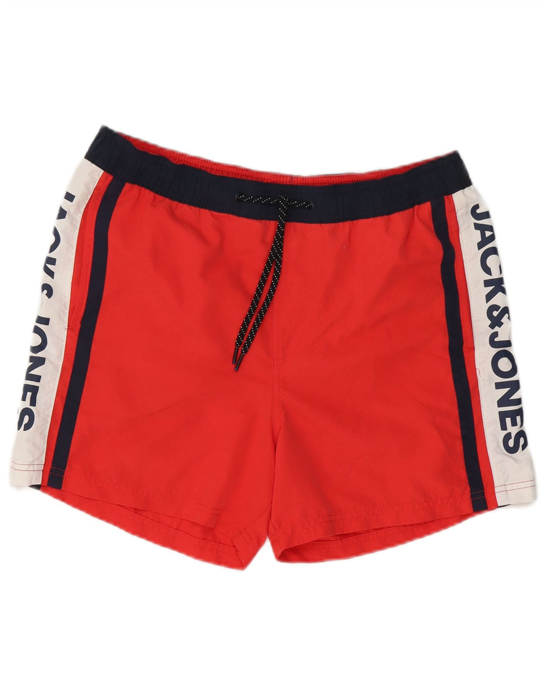 Jack & Jones Mens Graphic Swimming Shorts Medium Red Colourblock Polyester