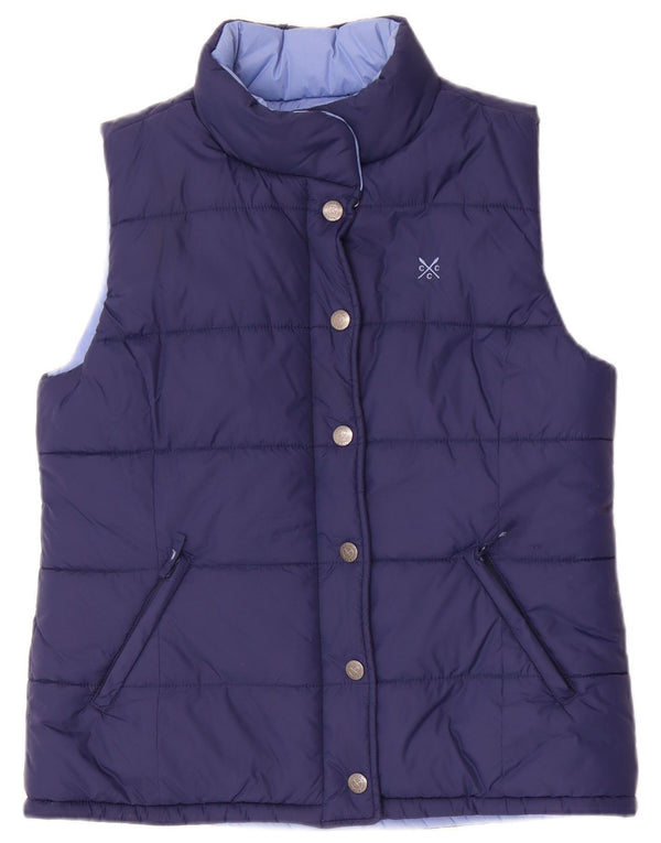 Crew Clothing Gilet căptușit reversibil pentru femei UK 12 Medium Navy Blue Marine
