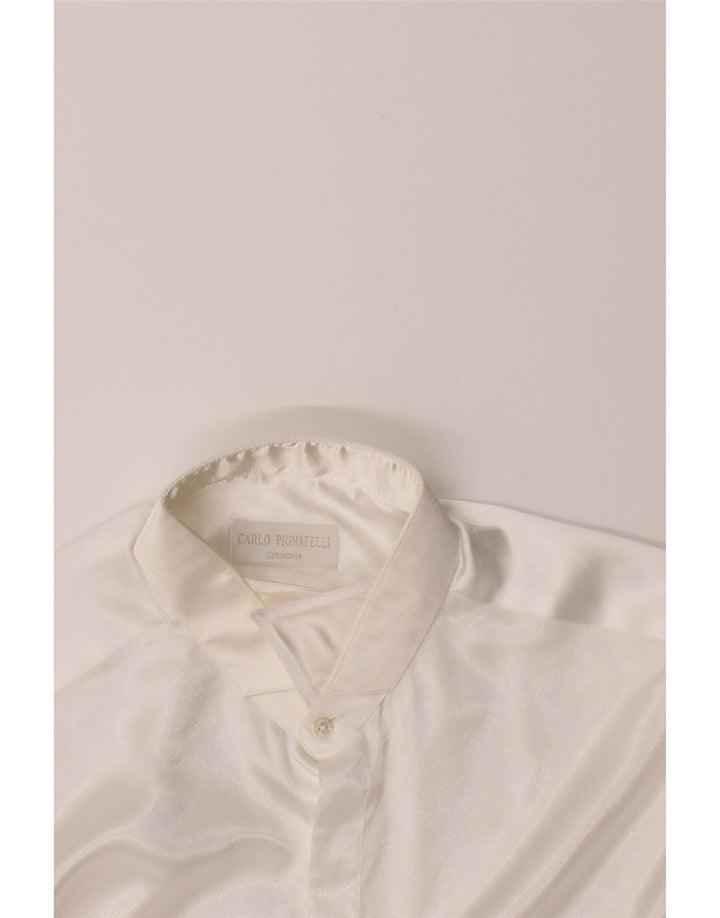 CARLO PIGNATELLI Mens Shirt Size 16 41 Large White Polyester Vintage Carlo Pignatelli and Second-Hand Carlo Pignatelli from Messina Hembry 