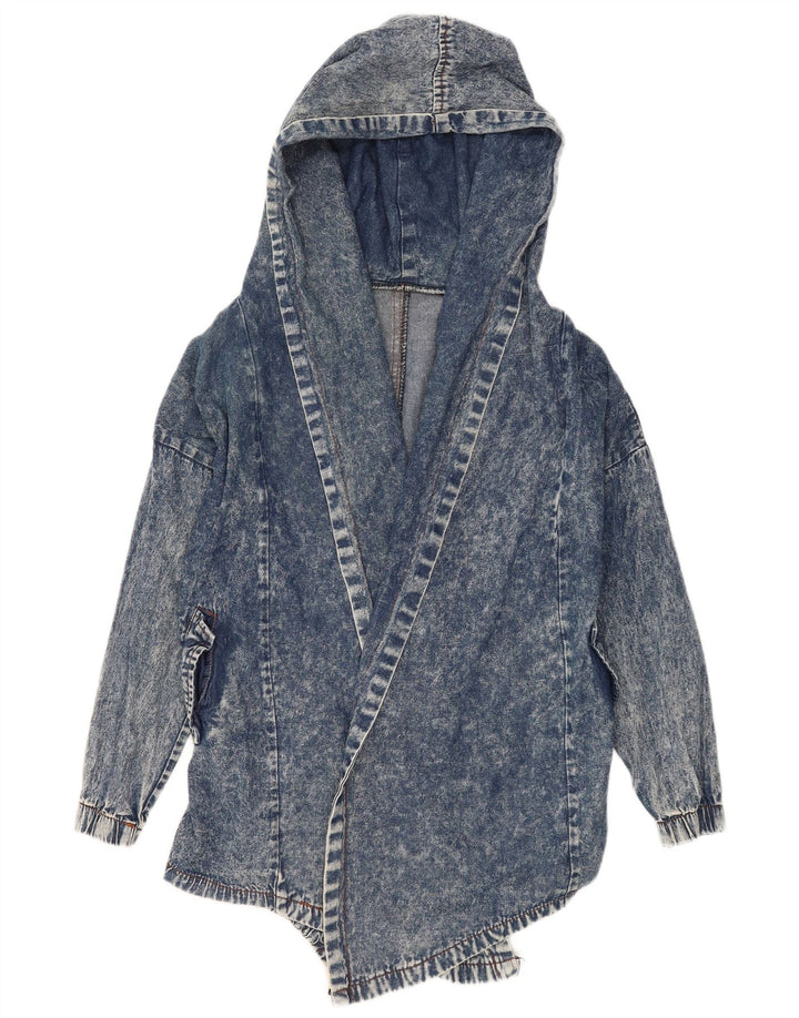Vintage Womens Hooded Open Denim Jacket UK 16 Large Blue