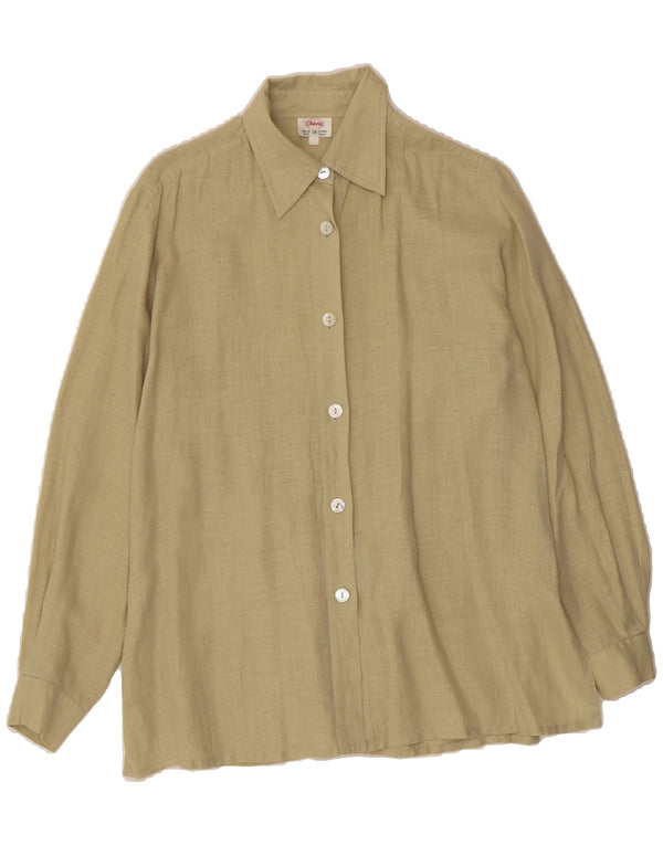 CHERIE Womens Oversized Shirt IT 38 XS Green Linen