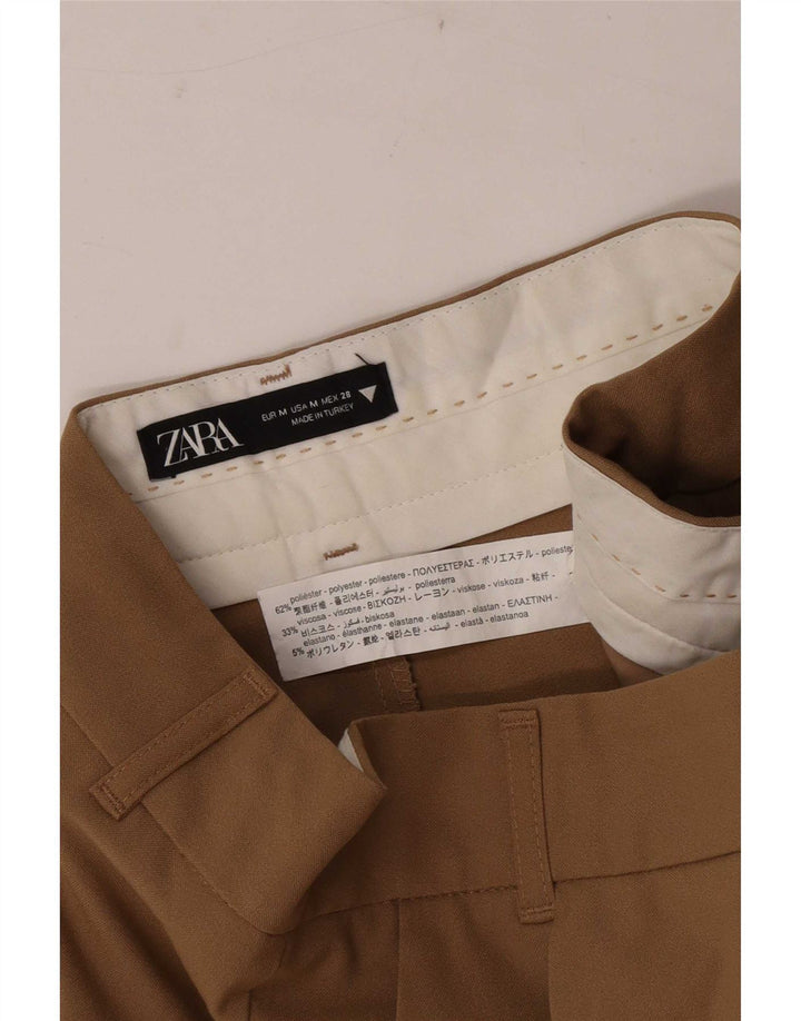 Zara kvinders højtaljede chinoshorts Medium W28 brun polyester