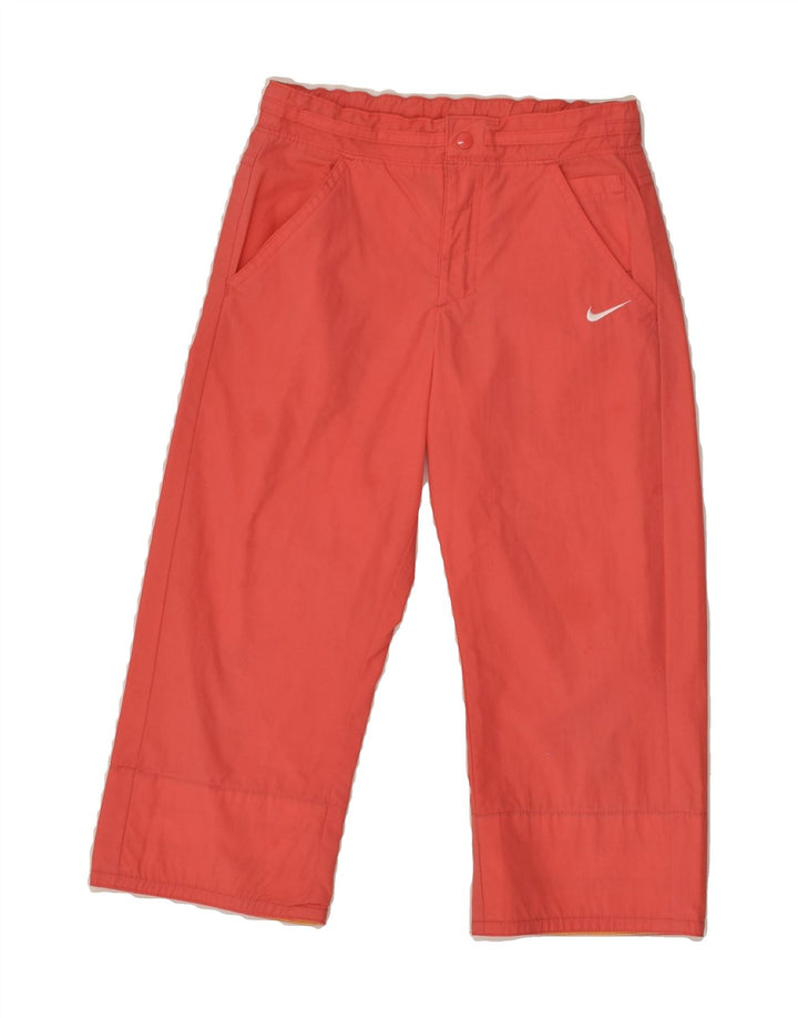 NIKE Girls Straight Casual Trousers 8-9 Years W24 L18 Pink Polyester | Vintage Nike | Thrift | Second-Hand Nike | Used Clothing | Messina Hembry 