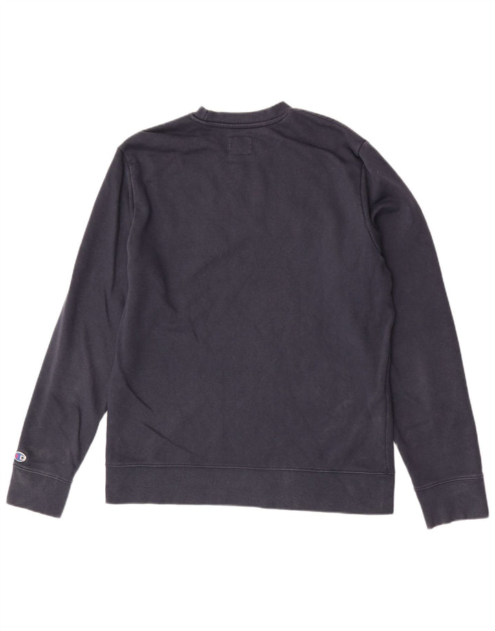 Champion Mens Graphic Sweatshirt Jumper Medium Navy Blue Cotton