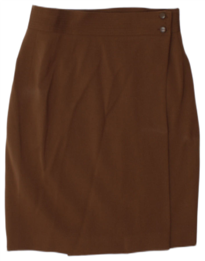 Gonna a portafoglio da donna vintage US 8 media W25 lana marrone