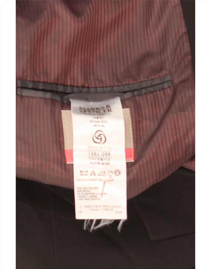 Giacca blazer a 3 bottoni da uomo Marks & Spencer UK 42 grande poliestere nero