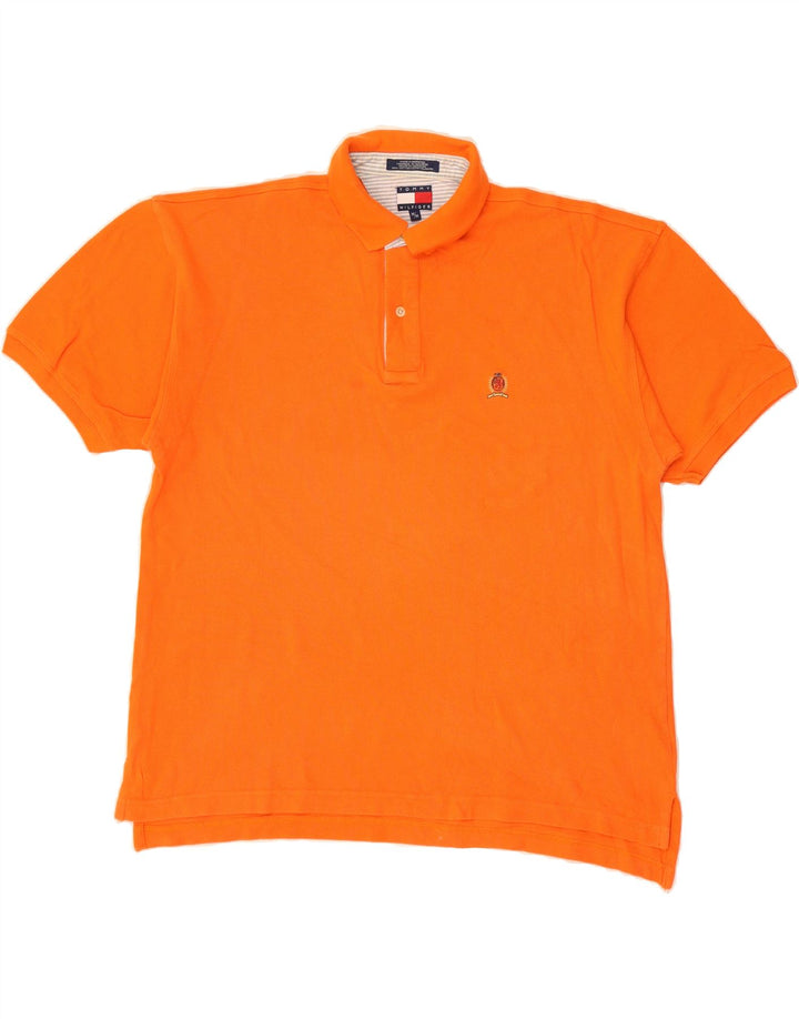 TOMMY HILFIGER Mens Polo Shirt Medium Orange Cotton Vintage Tommy Hilfiger and Second-Hand Tommy Hilfiger from Messina Hembry 