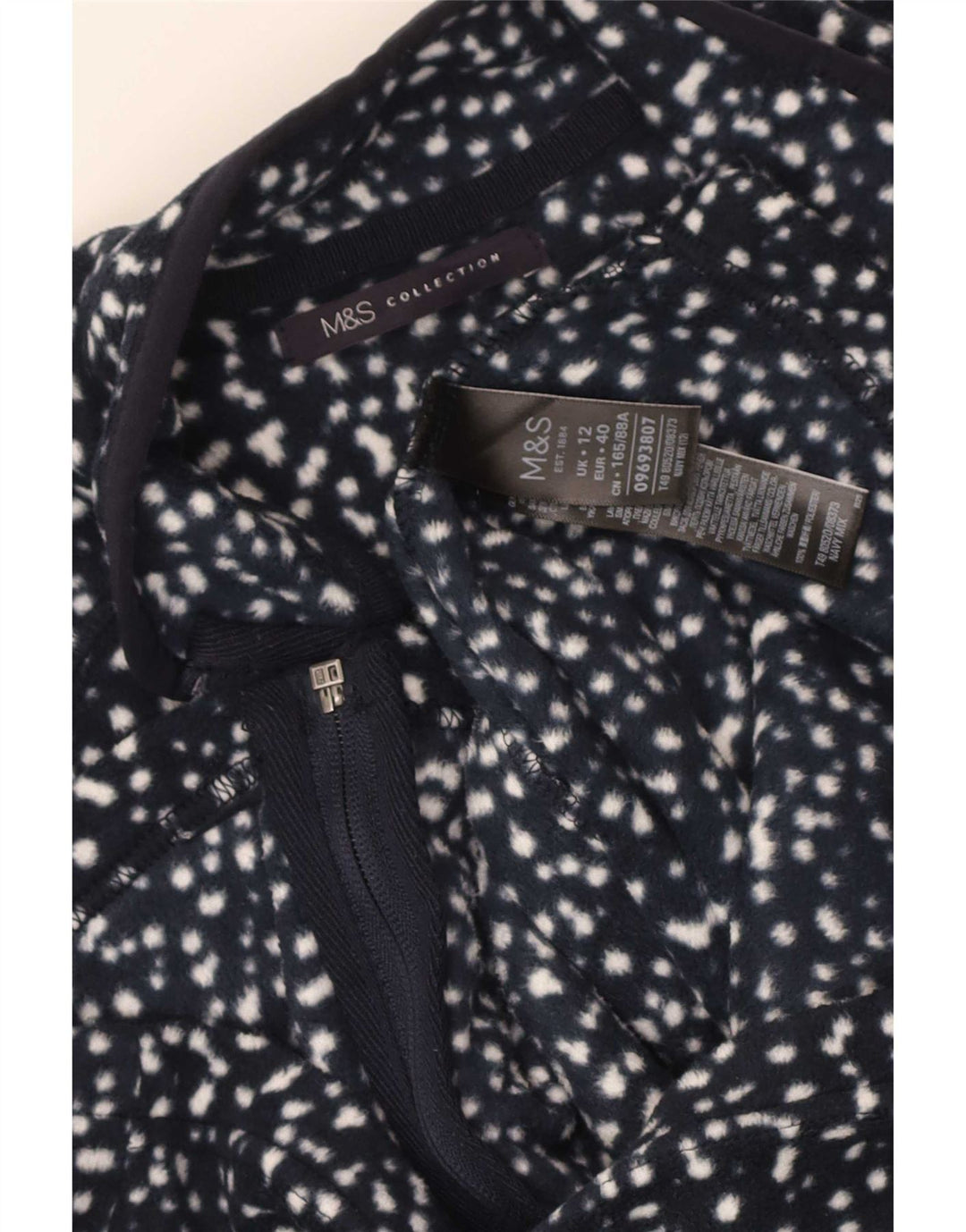 Marks & Spencer Chaqueta polar para mujer UK 12 Medium Azul marino manchado