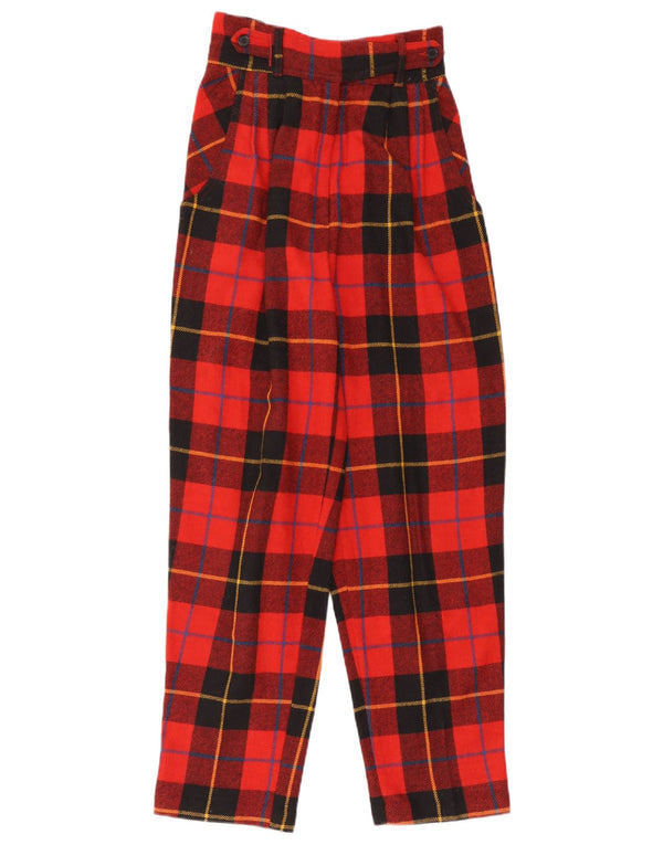 Vintage Womens High Waist Casual Trousers IT 44 Medium W30 L30 Red Check