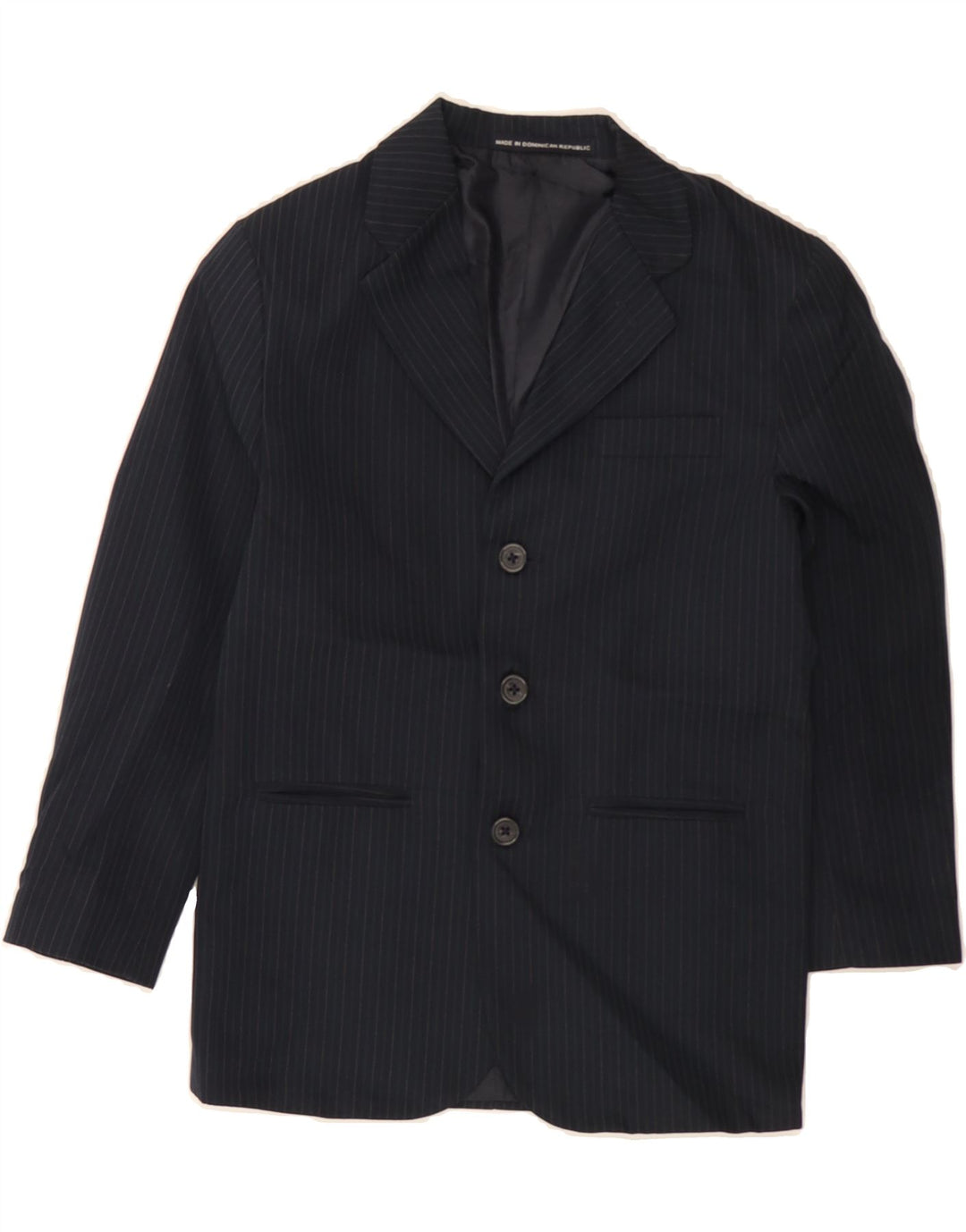 DOCKERS Boys 3 Button Blazer Jacket 7-8 Years Navy Blue Striped Polyester Vintage Dockers and Second-Hand Dockers from Messina Hembry 