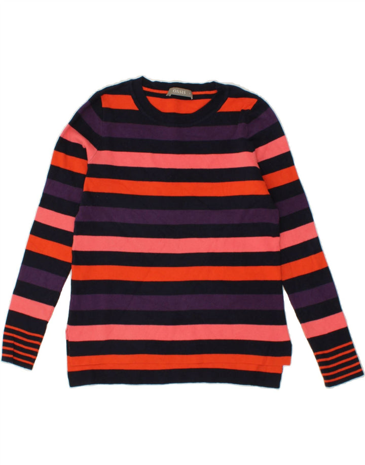 OASIS Womens Crew Neck Jumper Sweater UK 10 Small Multicoloured Striped Vintage Oasis and Second-Hand Oasis from Messina Hembry 
