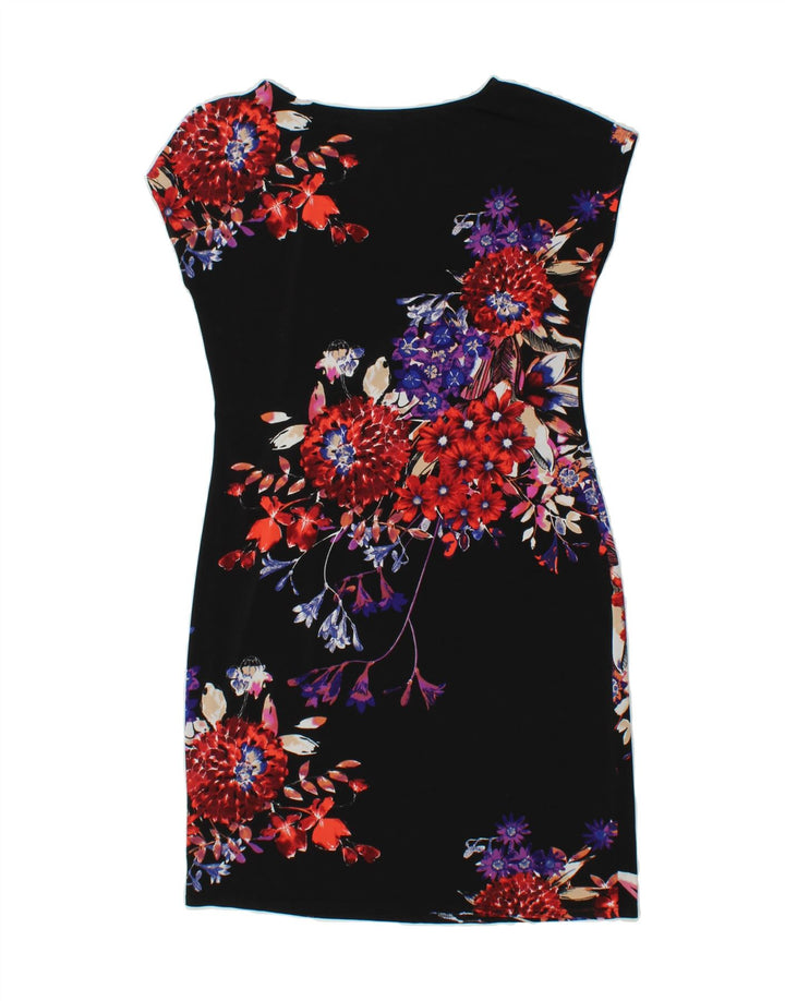 WALLIS Womens Sheath Dress UK 12 Medium  Black Floral Polyester Vintage Wallis and Second-Hand Wallis from Messina Hembry 