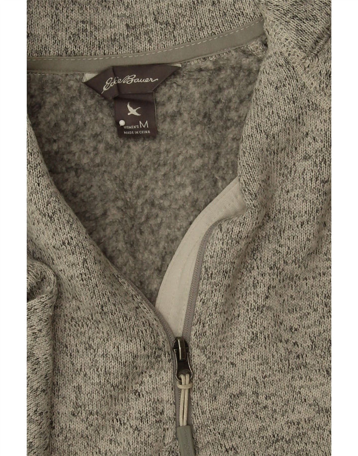EDDIE BAUER Womens Zip Neck Sweatshirt Jumper UK 14 Medium Grey Flecked Vintage Eddie Bauer and Second-Hand Eddie Bauer from Messina Hembry 
