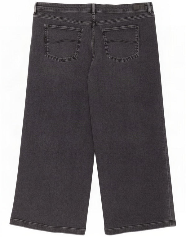 Fat Face Womens Crop Wide Leg Jeans UK 22 3XL W46 L26 Grey Cotton