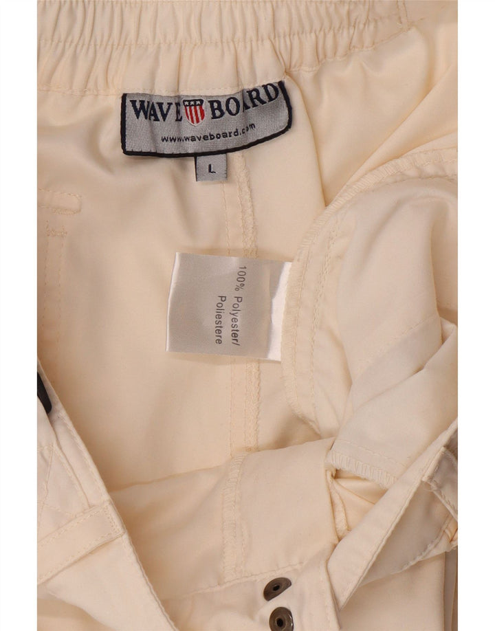VINTAGE Mens Cargo Shorts Large W32  Off White Polyester Vintage Vintage and Second-Hand Vintage from Messina Hembry 