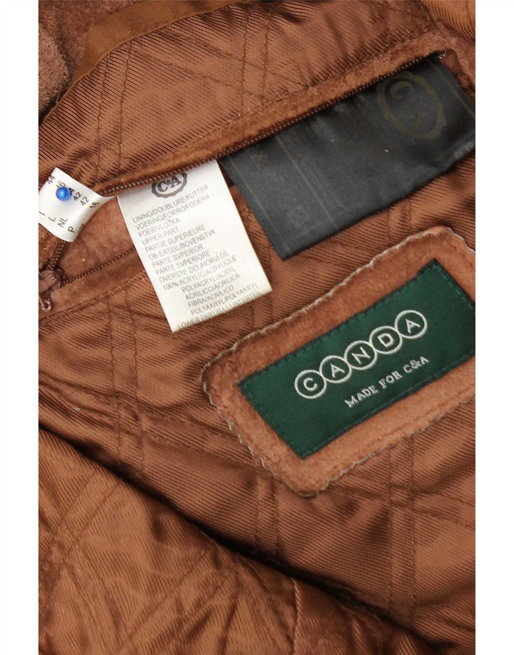C&A Womens Canda Suede Windbreaker Coat UK 16 Large  Brown Leather
