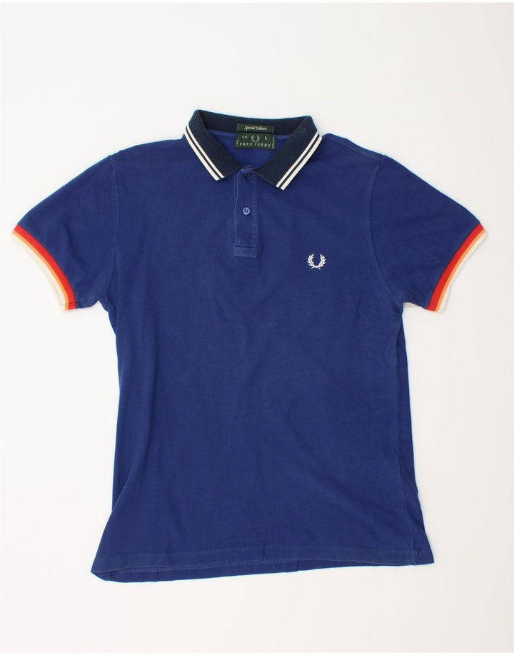 Fred Perry Mens Special Edition Polo Shirt Large Blue Cotton