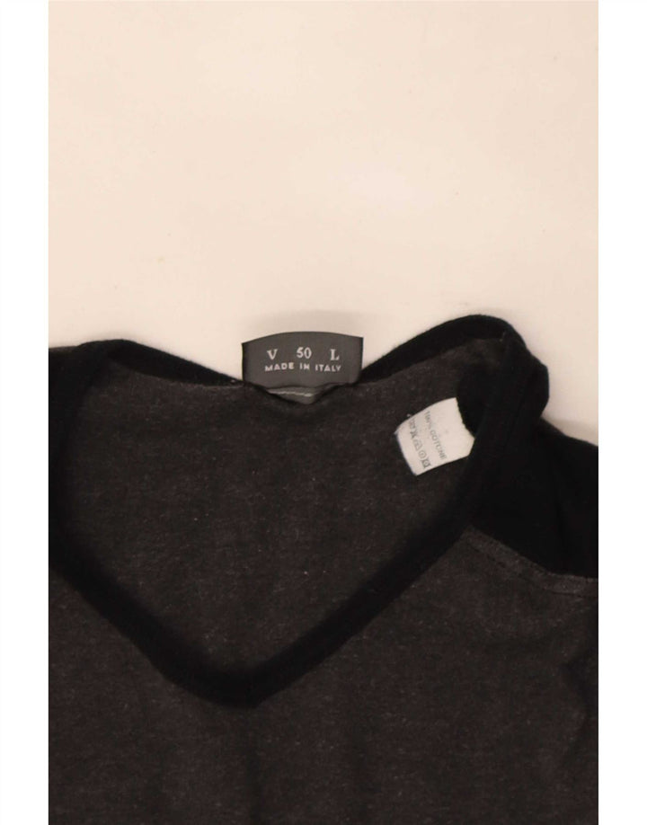 Roccobarocco Mens T-Shirt Top Large Grey Colourblock Cotton