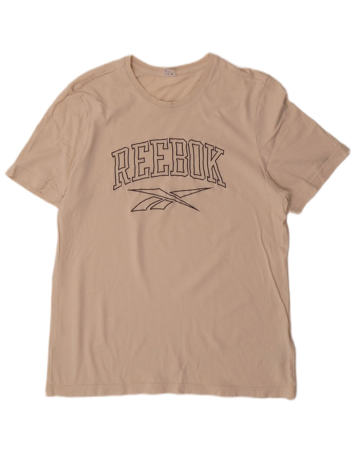 Reebok Mens Graphic T-Shirt Top Medium Beige Cotton