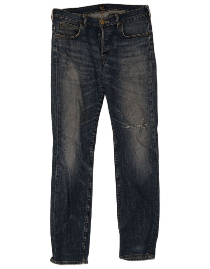 Lee Mens Powell Distressed Slim Jeans W32 L34 Blå Bomuld