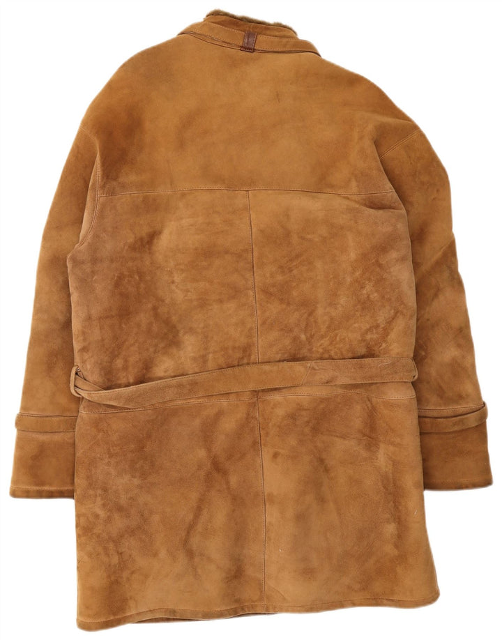 Vintage Mens Shearling Overcoat UK 36 Small Brown