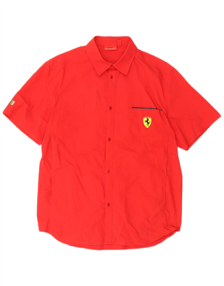 Ferrari Mens Short Sleeve Shirt Large Red Cotton