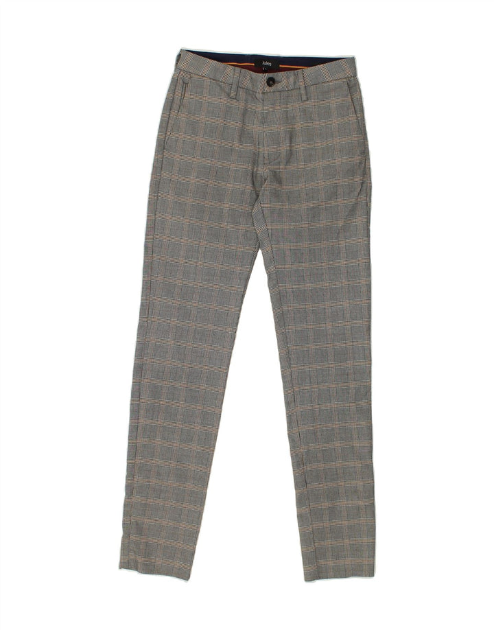 JULES Womens Skinny Chino Trousers W34 L31 Grey Check Polyester | Vintage Jules | Thrift | Second-Hand Jules | Used Clothing | Messina Hembry 