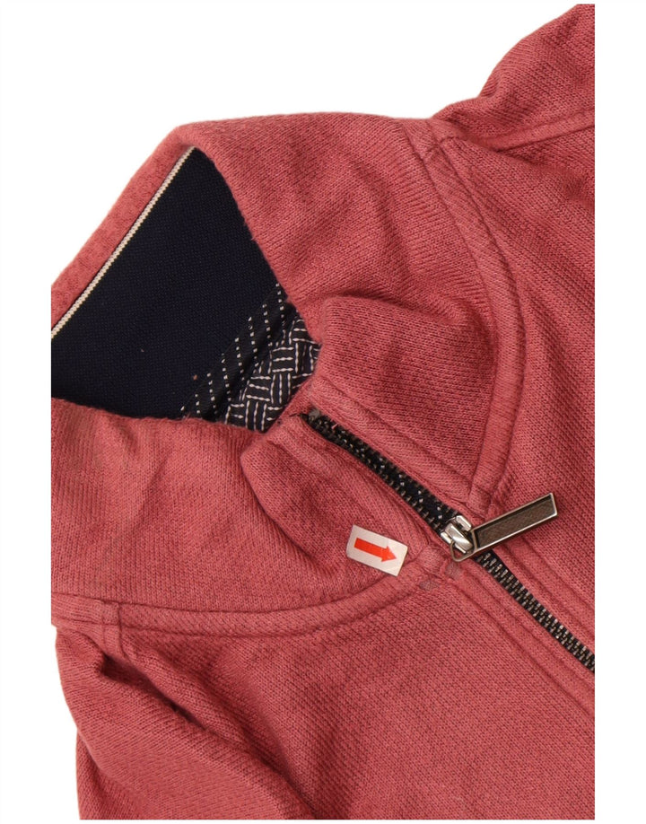 Ted Baker Herren-Sweatshirt mit Reißverschluss am Hals, Größe 4, groß, rosa Viskose