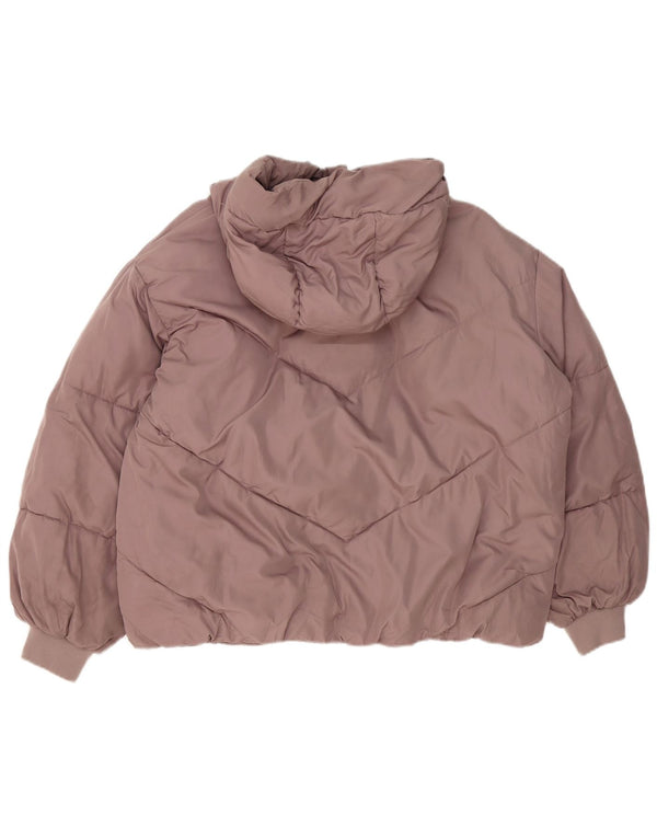 Zara Veste matelassée surdimensionnée à capuche pour femme UK 6 XS Violet Polyester