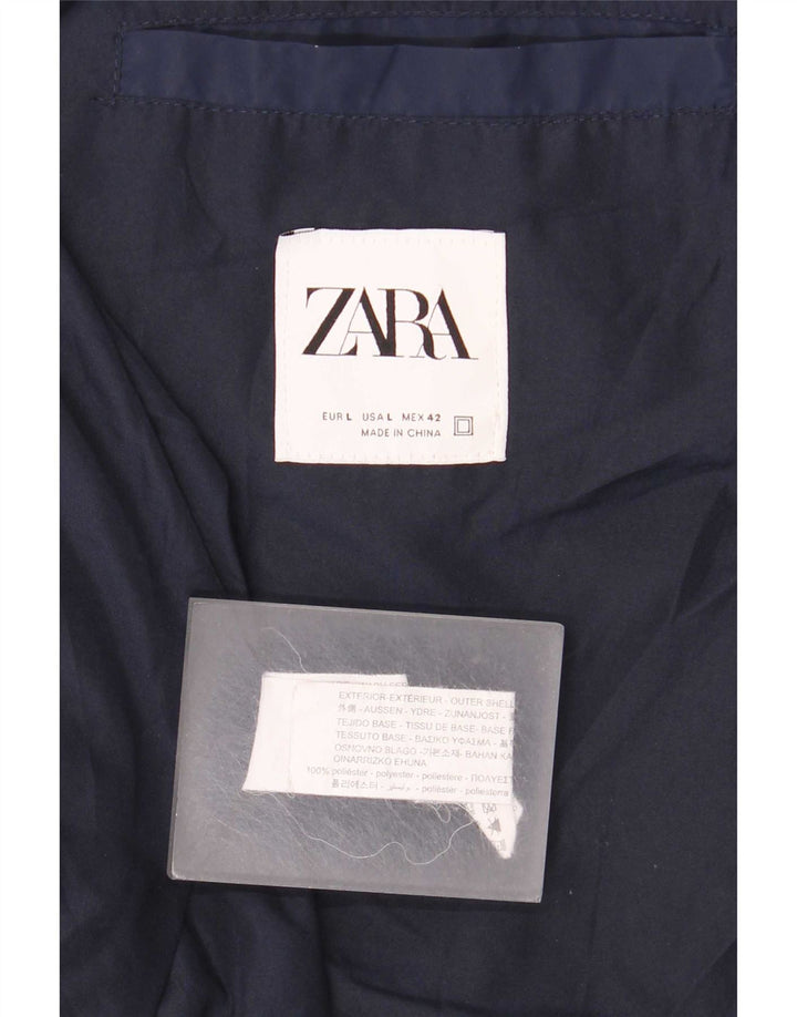 Zara Mens Bomber Jacket UK 40 Grande Poliéster Azul Marinho