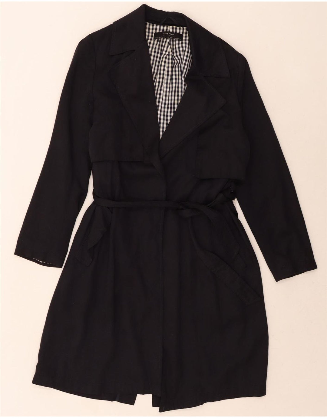 ZARA Womens Trench Coat UK 14 Medium Navy Blue Vintage Zara and Second-Hand Zara from Messina Hembry 