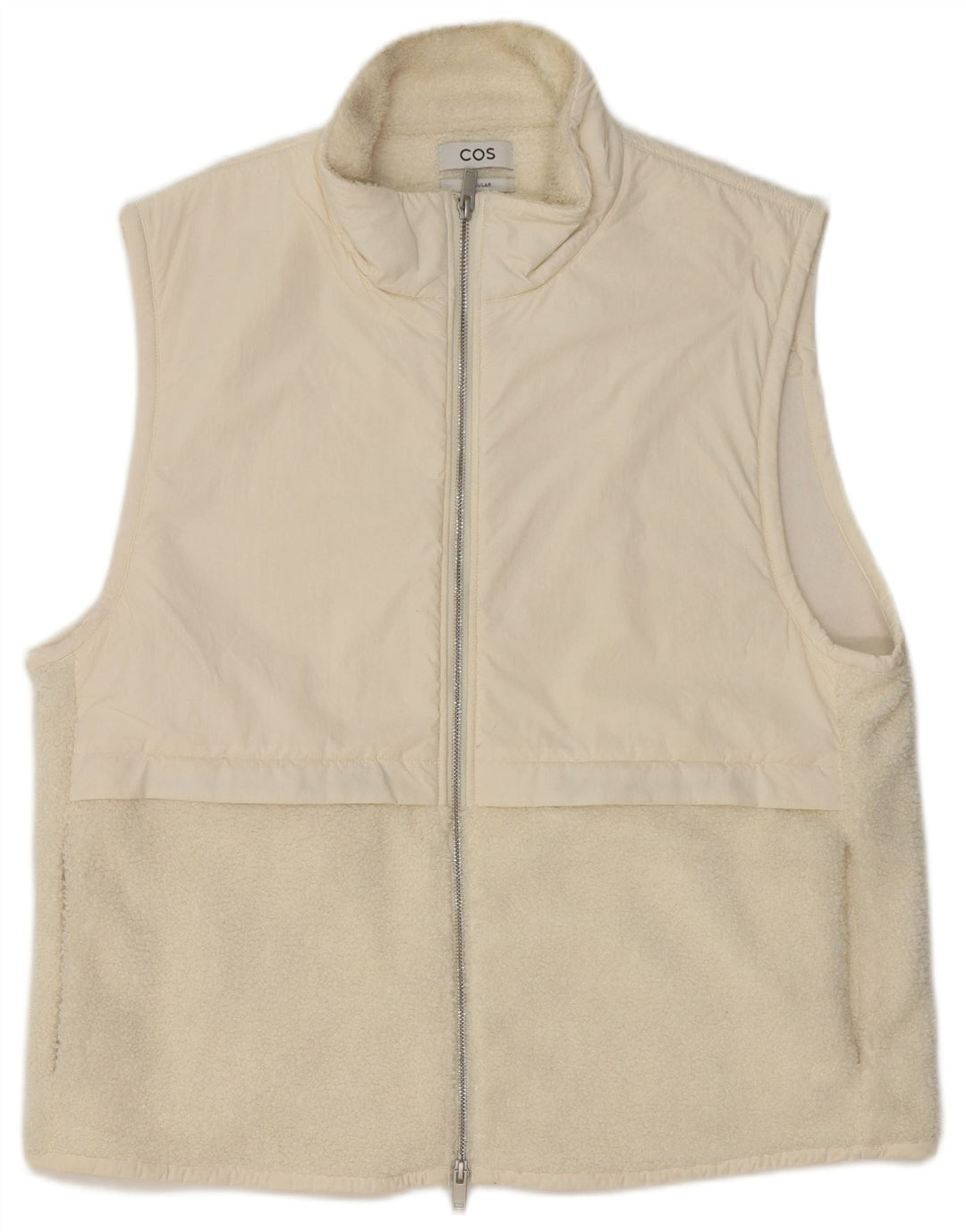 Cos Mens Regular Fit Fleece Gilet UK 40 Large White Polyester