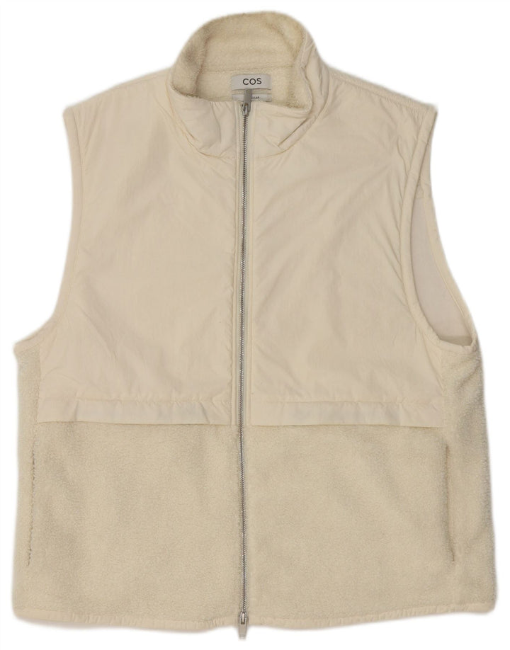 Cos Mens Regular Fit Fleece Gilet UK 40 Large White Polyester