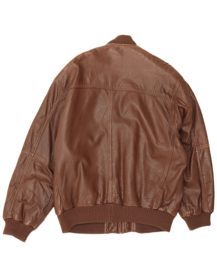 Vintage Mens Loose Fit Leather Jacket EU 48 Medium Brown Leather