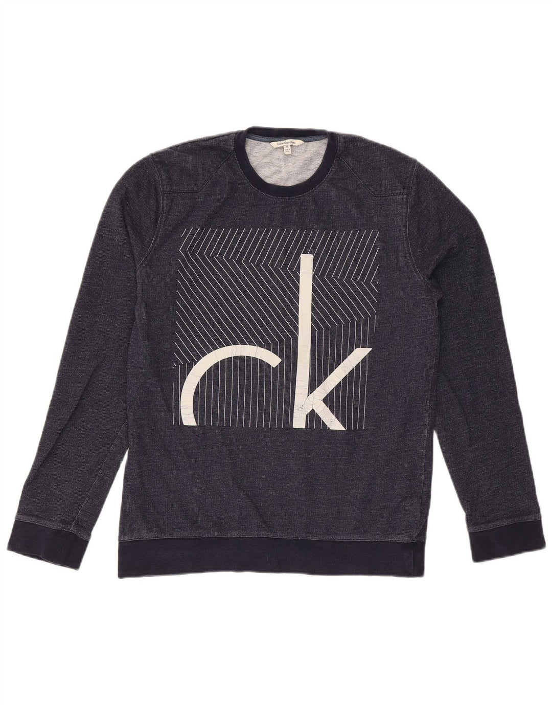 Calvin Klein Jeans Mens Graphic Sweatshirt Jumper Medium Navy Blue