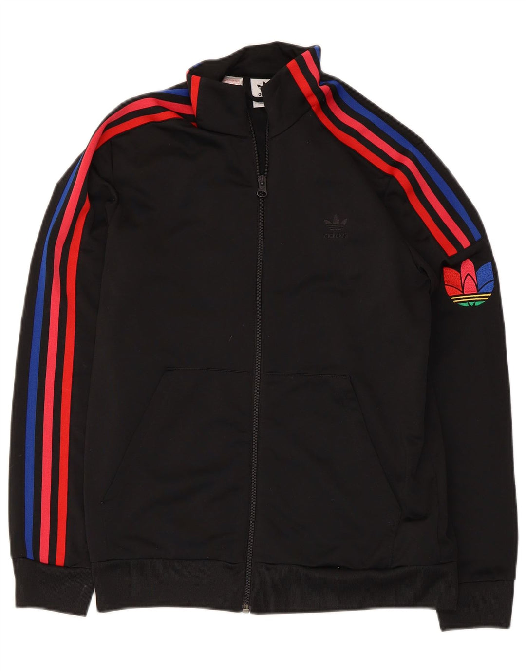Adidas Boys Graphic Tracksuit Top Jacket 13-14 Years Black Polyester