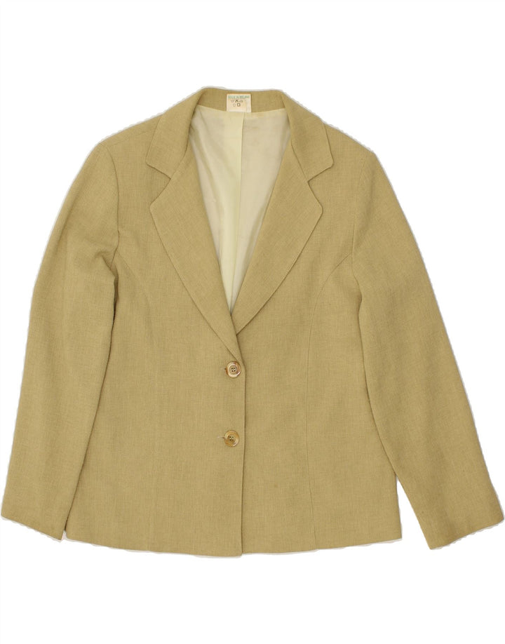 VINTAGE Womens 2 Button Blazer Jacket UK 16 Large Khaki Polyester Vintage Vintage and Second-Hand Vintage from Messina Hembry 