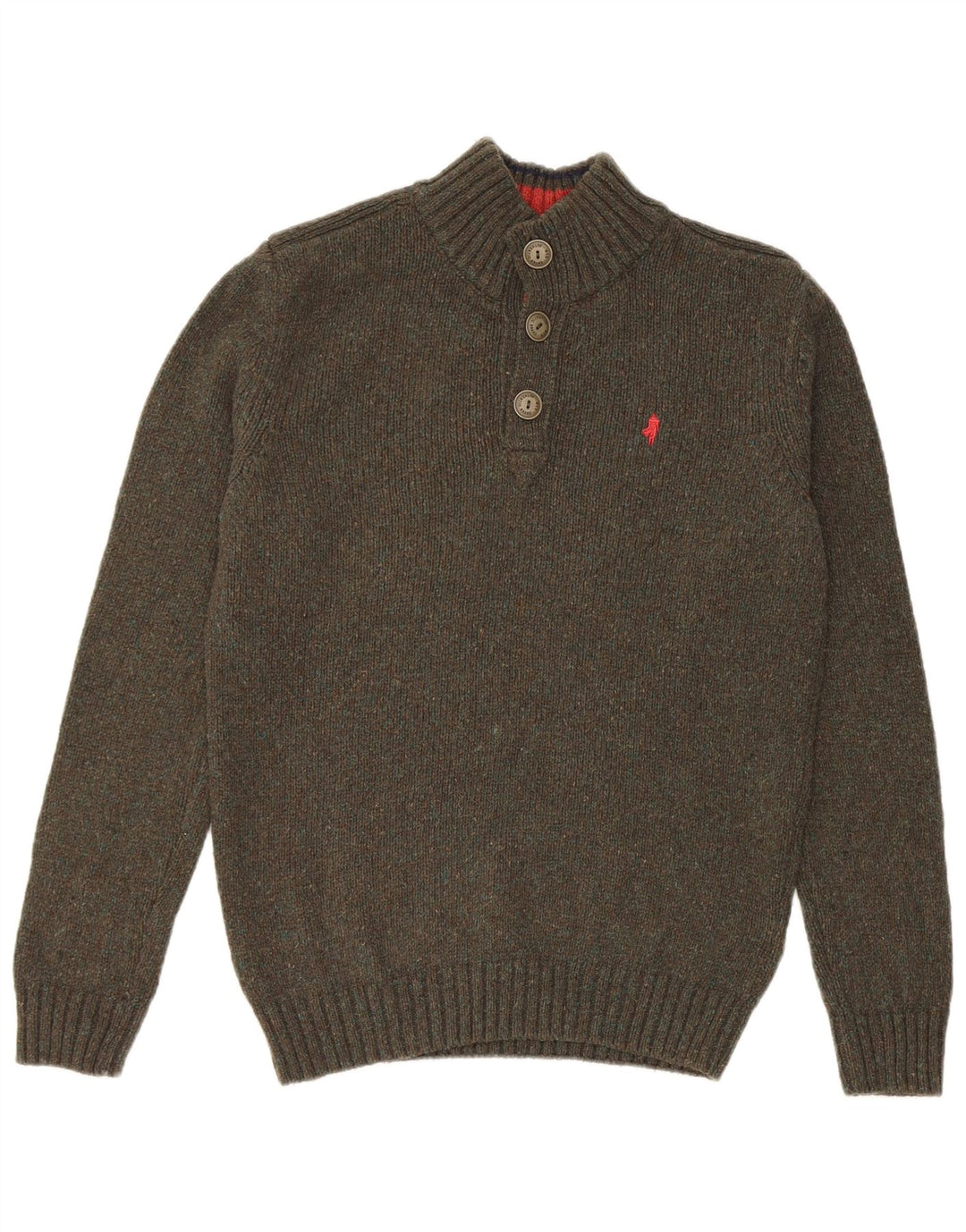 Marlboro Classics Herre Button Neck Jumper Sweater Stor Grå Uld