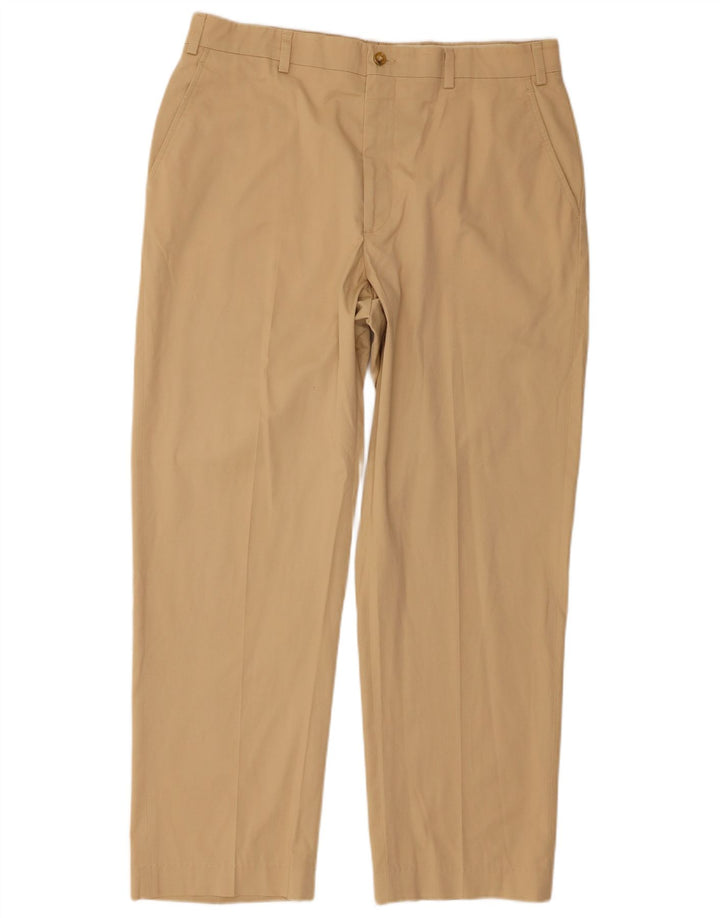 Orvis Mens Straight Chino Trousers W36 L30 Beige Polyester