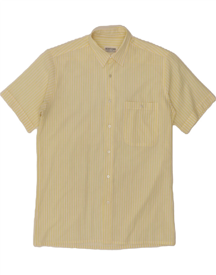 NORTONS Mens Short Sleeve Shirt Medium Yellow Striped Cotton Vintage Nortons and Second-Hand Nortons from Messina Hembry 