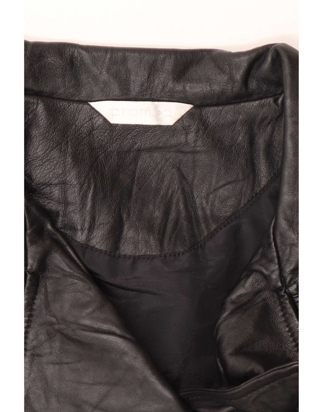 Promod Chaqueta motera de cuero para mujer UK 8 Small Black
