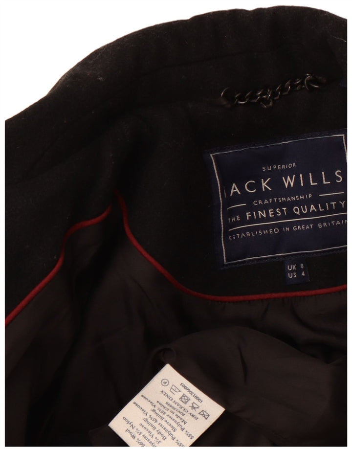 JACK WILLS Dame Crop Blazer Jacket UK 8 Small Black Wool