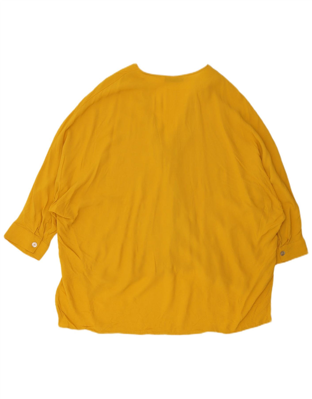 Zara Womens 3/4 Sleeve Oversized Blouse Top UK 14 Medium Yellow