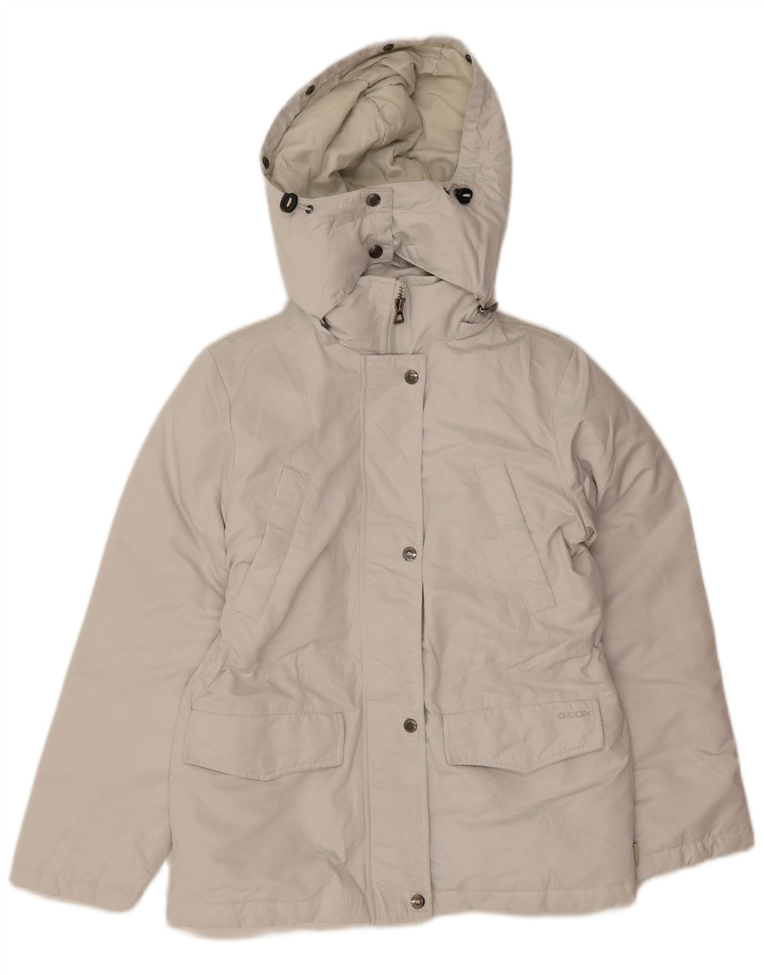 Geox Womens Hooded Oversized Padded Jacket UK 6 XS White Polyester