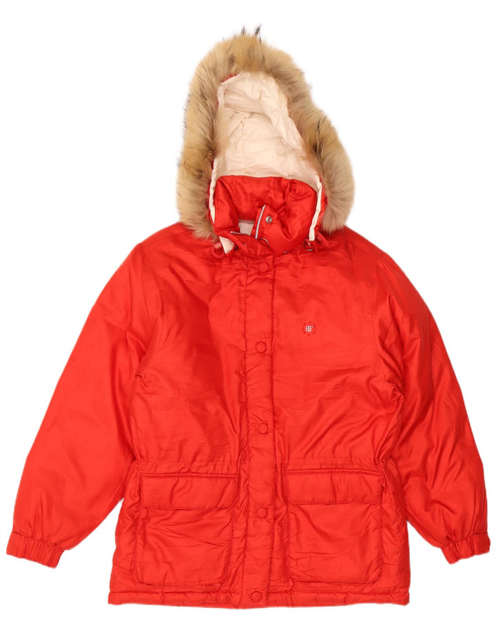 Belfe & Damen-Kapuzen-Übergröße, wattierte Jacke, IT 46, großes rotes Polyester