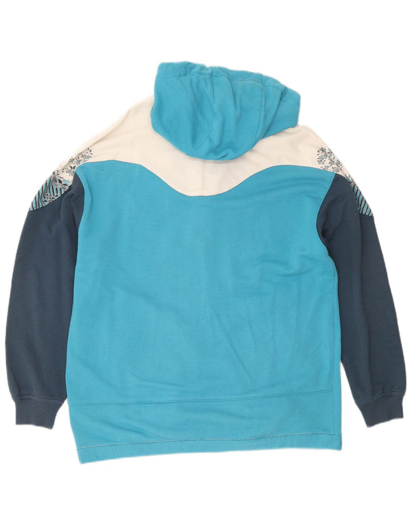 Maglione con cappuccio e zip vintage da donna Ellesse UK 10 Small Blue Colourblock