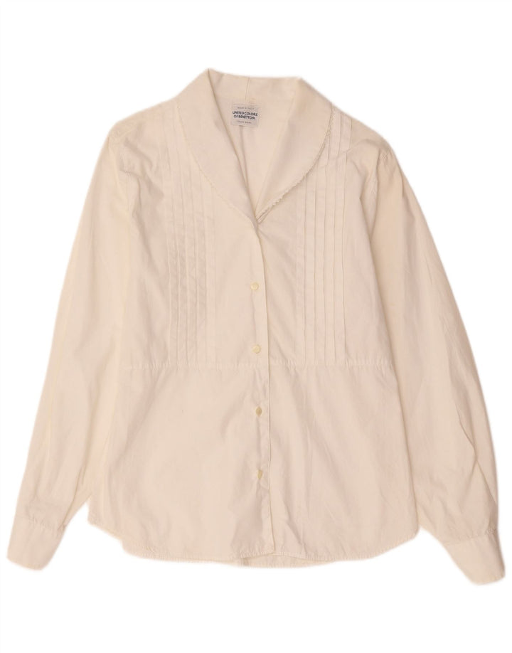 Benetton Chemise De Smoking Femme UK 12 Blanc Moyen